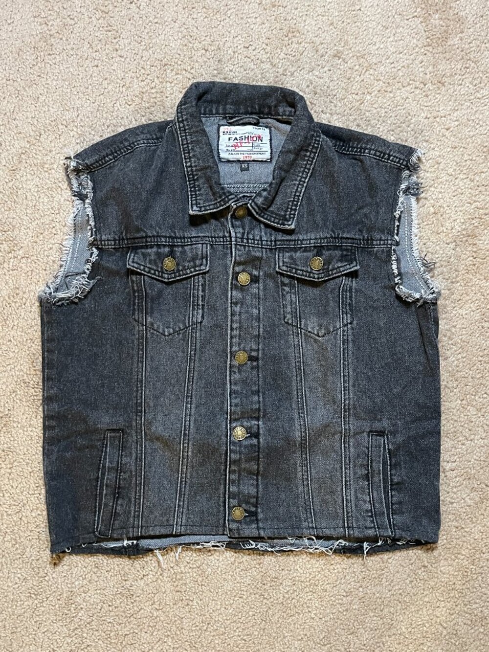 Ginisiom Cropped Denim Vest Jean Jacket